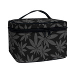 Black And Grey Pot Leaf Pattern Print Travel Makeup Bag