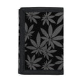 Black And Grey Pot Leaf Pattern Print Trifold Wallet