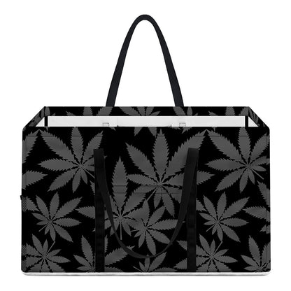 Black And Grey Pot Leaf Pattern Print Utility Tote Bag