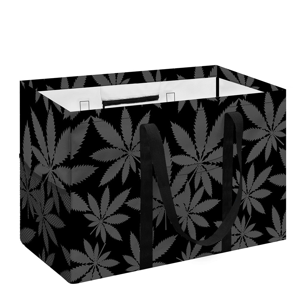 Black And Grey Pot Leaf Pattern Print Utility Tote Bag