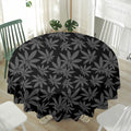 Black And Grey Pot Leaf Pattern Print Waterproof Round Tablecloth