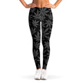 Black And Grey Pot Leaf Pattern Print Women's Leggings