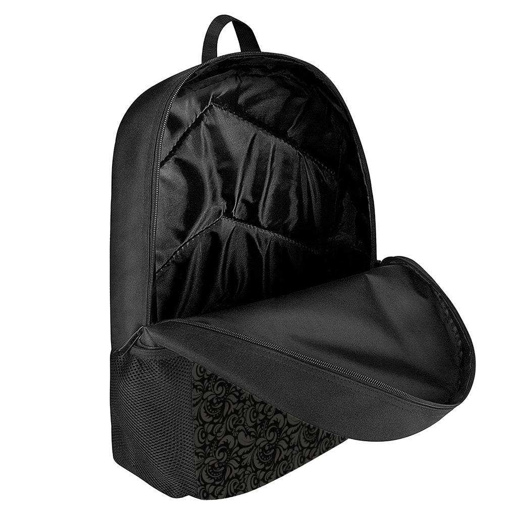 Black And Grey Western Floral Print 17 Inch Backpack