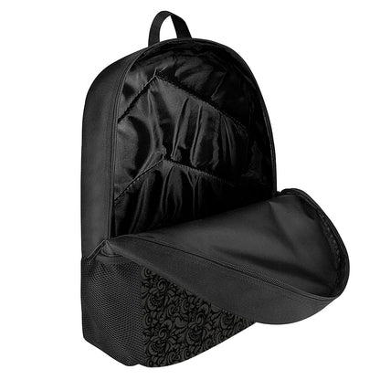 Black And Grey Western Floral Print 17 Inch Backpack