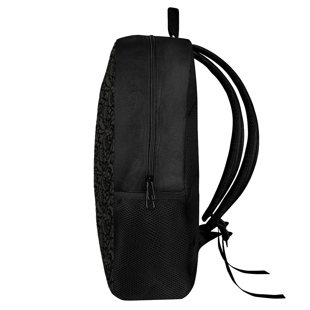 Black And Grey Western Floral Print 17 Inch Backpack