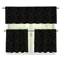 Black And Grey Western Floral Print 3 Piece Kitchen Curtains