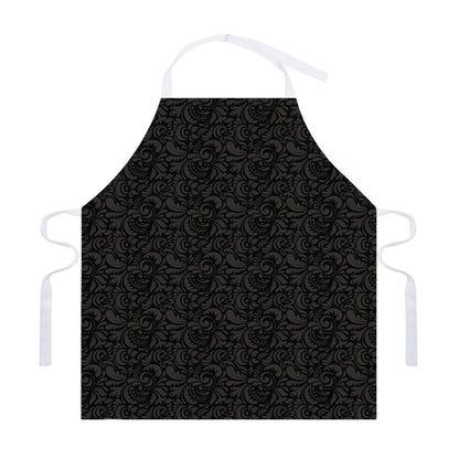 Black And Grey Western Floral Print Adjustable Apron