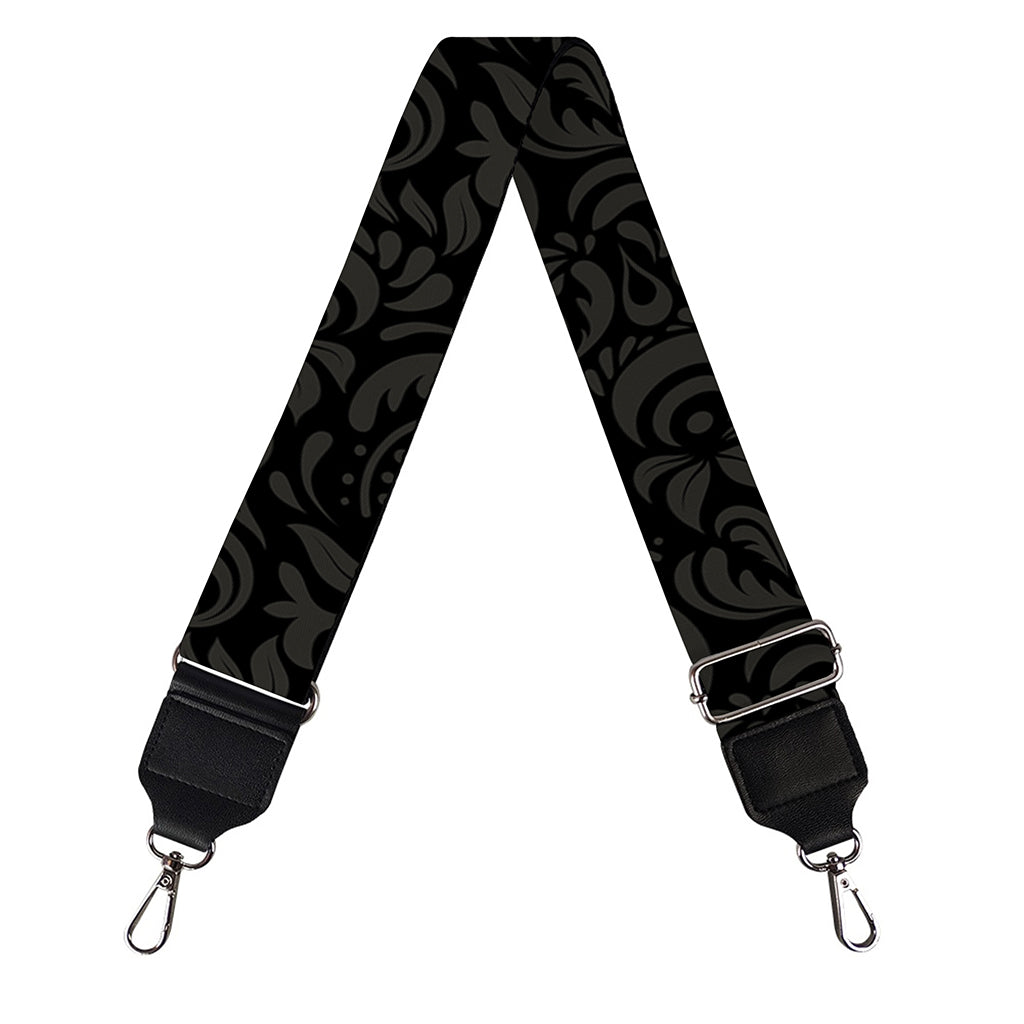 Black And Grey Western Floral Print Bag Strap
