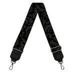Black And Grey Western Floral Print Bag Strap
