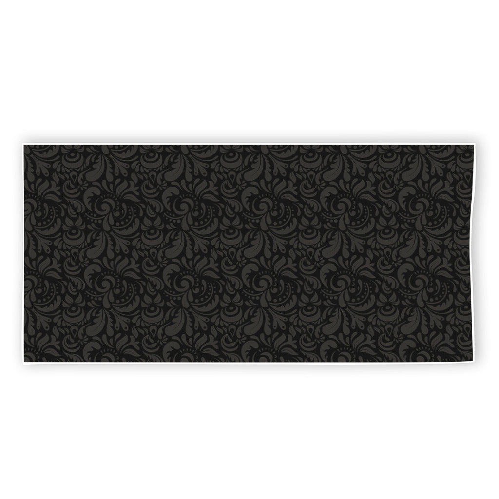 Black And Grey Western Floral Print Beach Towel