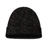 Black And Grey Western Floral Print Beanie
