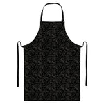 Black And Grey Western Floral Print Bib Apron With Pocket