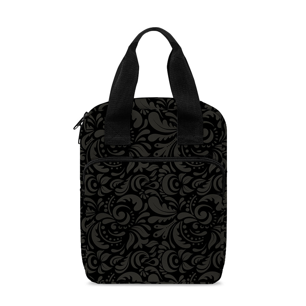 Black And Grey Western Floral Print Bible Tote Bag