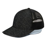 Black And Grey Western Floral Print Black Mesh Trucker Cap