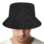 Black And Grey Western Floral Print Bucket Hat