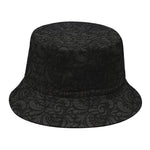 Black And Grey Western Floral Print Bucket Hat