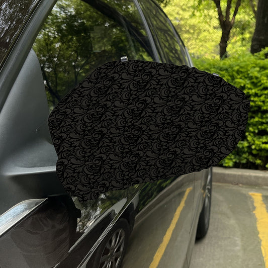 Black And Grey Western Floral Print Car Side Mirror Covers