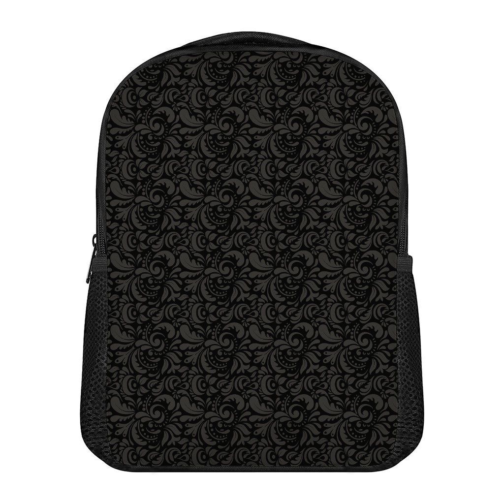 Black And Grey Western Floral Print Casual Backpack