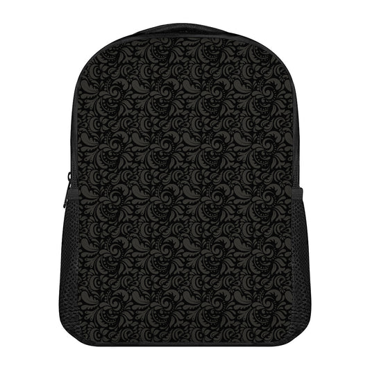 Black And Grey Western Floral Print Casual Backpack