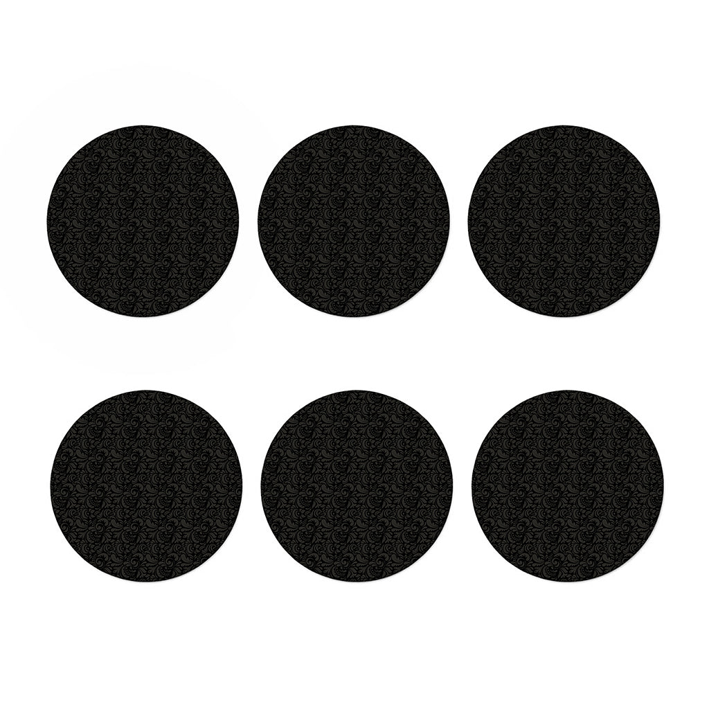 Black And Grey Western Floral Print Coaster Set