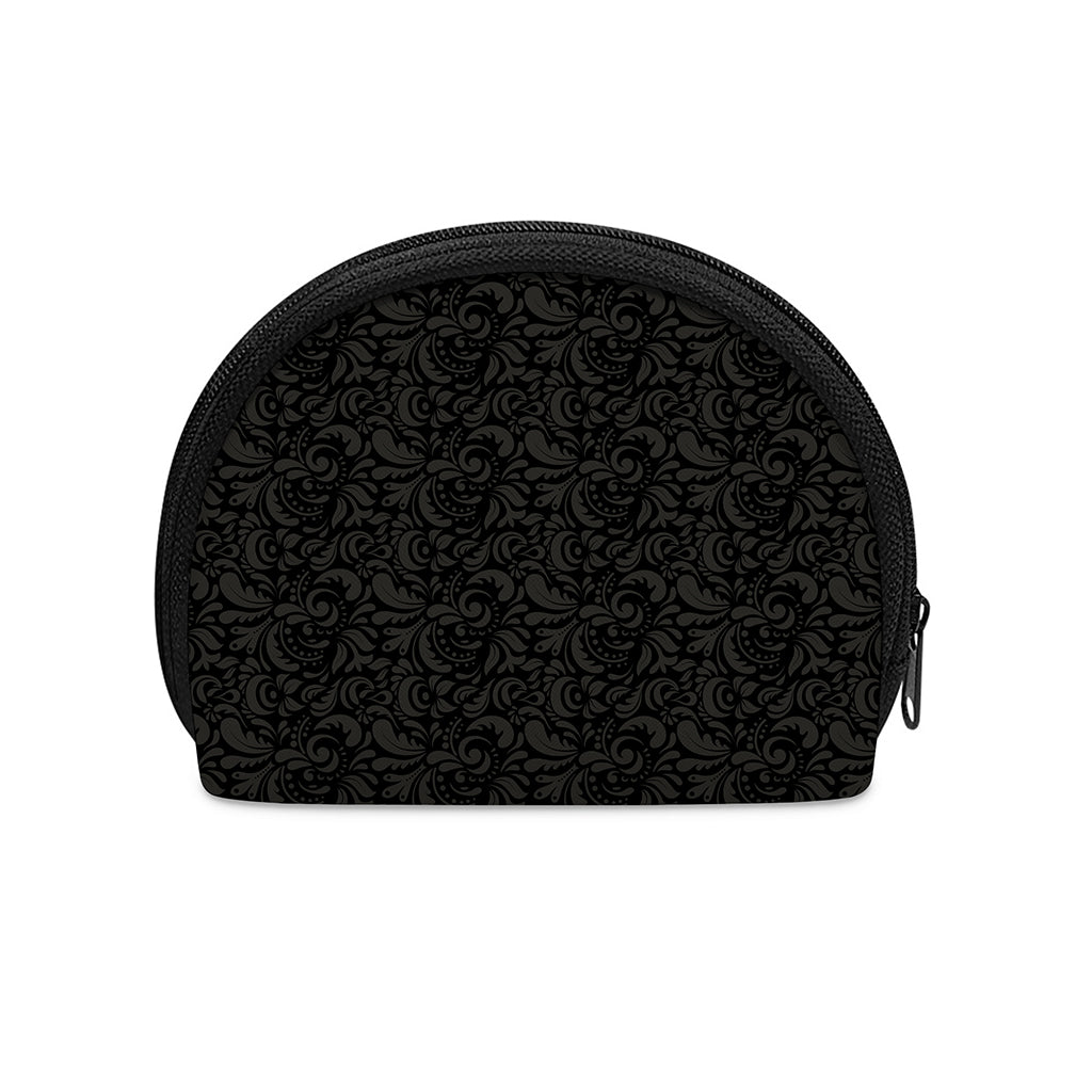 Black And Grey Western Floral Print Coin Purse