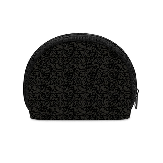 Black And Grey Western Floral Print Coin Purse