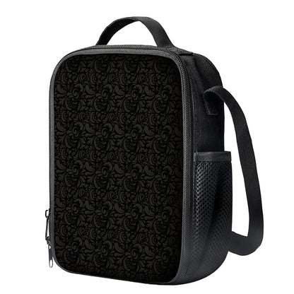 Black And Grey Western Floral Print Crossbody Lunch Bag