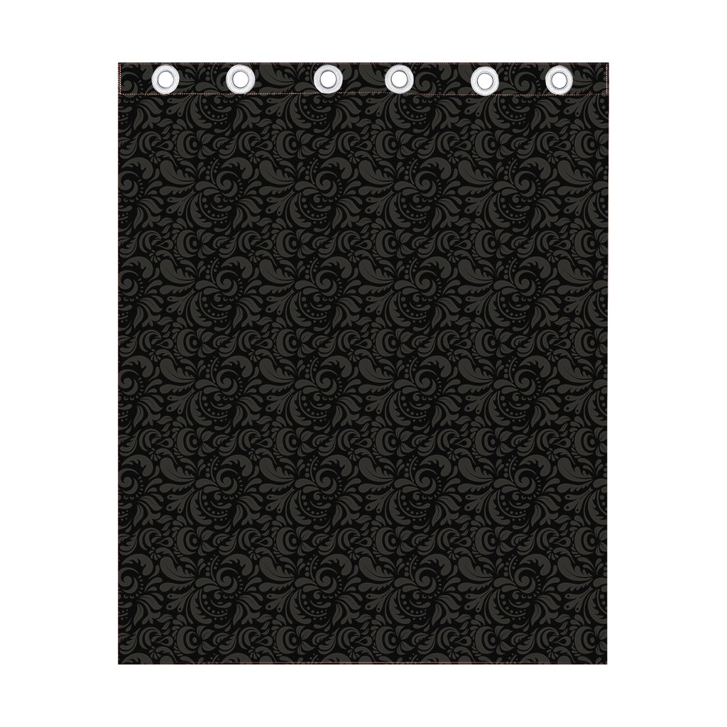 Black And Grey Western Floral Print Curtain