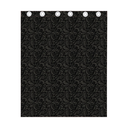 Black And Grey Western Floral Print Curtain