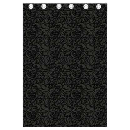 Black And Grey Western Floral Print Curtain