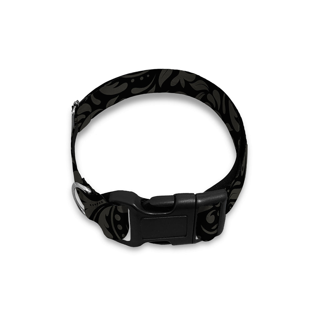 Black And Grey Western Floral Print Dog Collar