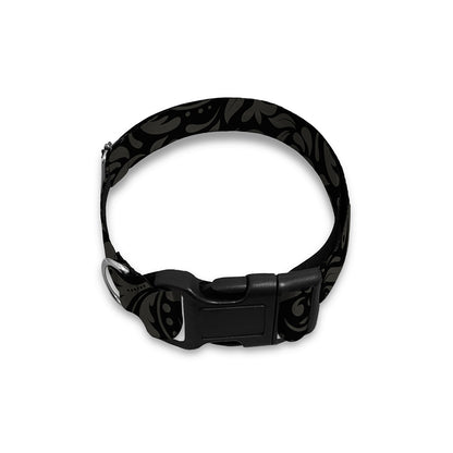 Black And Grey Western Floral Print Dog Collar