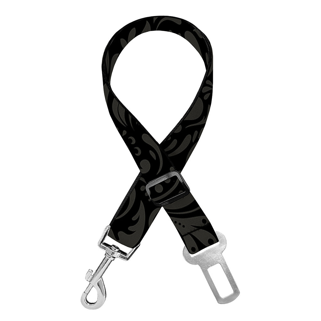 Black And Grey Western Floral Print Dog Seat Belt