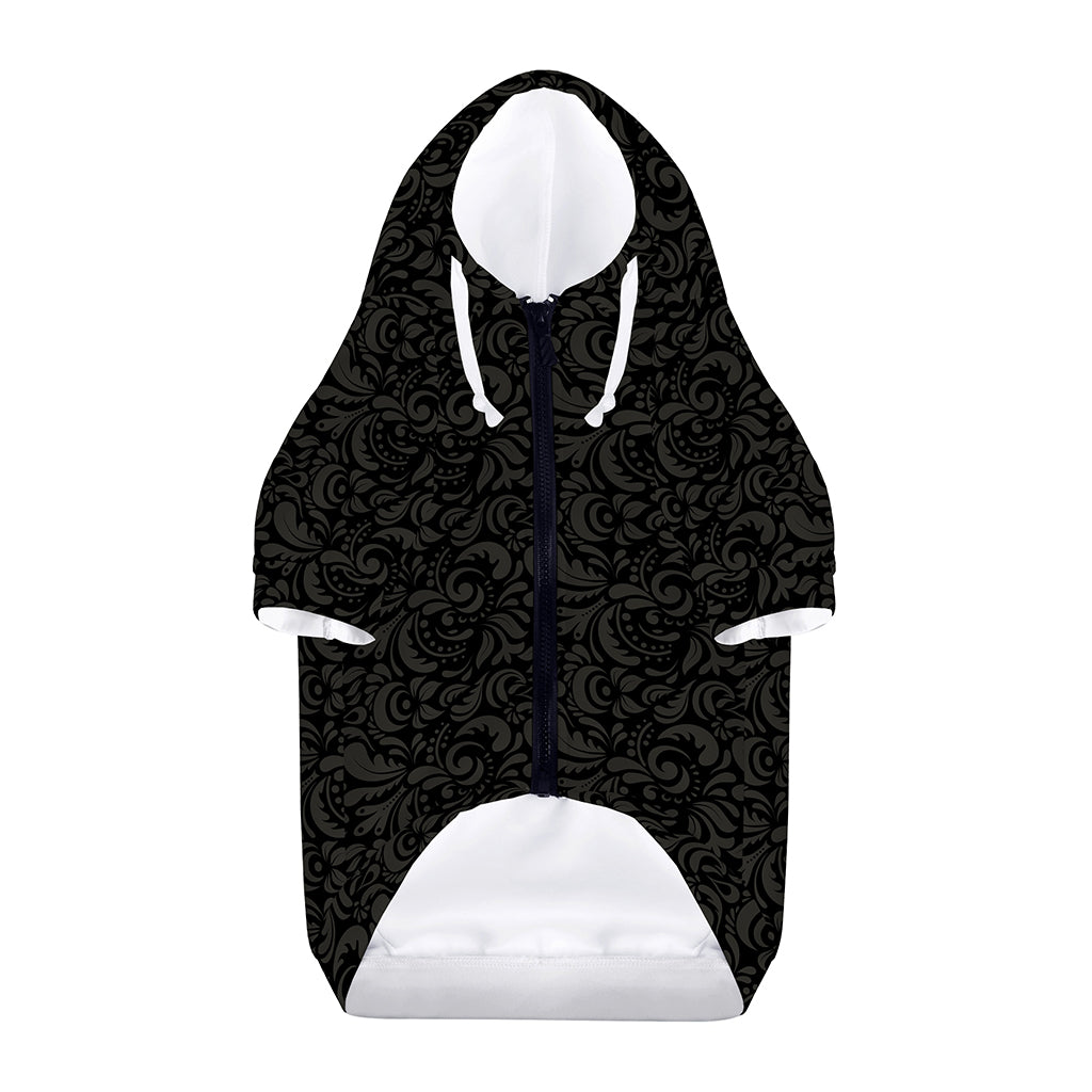Black And Grey Western Floral Print Dog Zip Up Hoodie