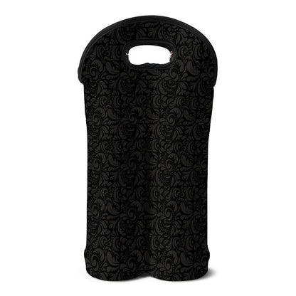 Black And Grey Western Floral Print Double Neoprene Wine Tote