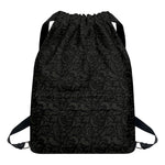 Black And Grey Western Floral Print Drawstring Backpack