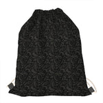 Black And Grey Western Floral Print Drawstring Bag