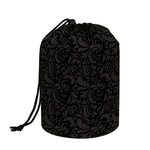 Black And Grey Western Floral Print Drawstring Makeup Bag