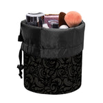 Black And Grey Western Floral Print Drawstring Makeup Bag