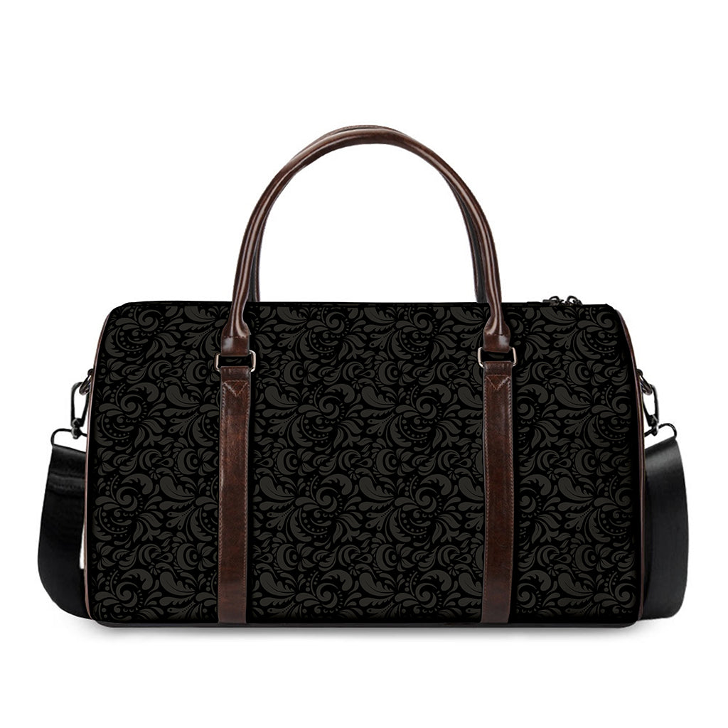 Black And Grey Western Floral Print Duffle Bag