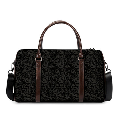 Black And Grey Western Floral Print Duffle Bag