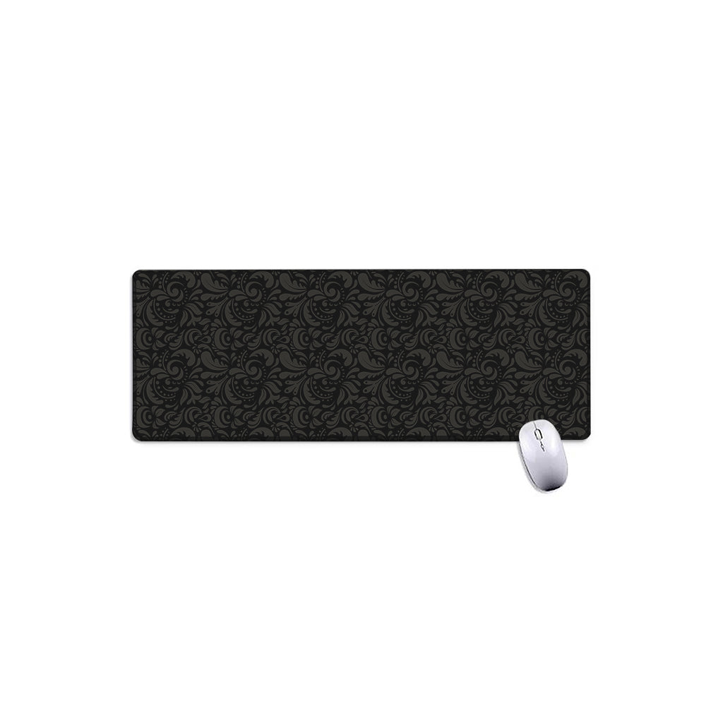 Black And Grey Western Floral Print Extended Mouse Pad