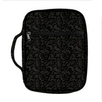 Black And Grey Western Floral Print Front Pocket Bible Bag