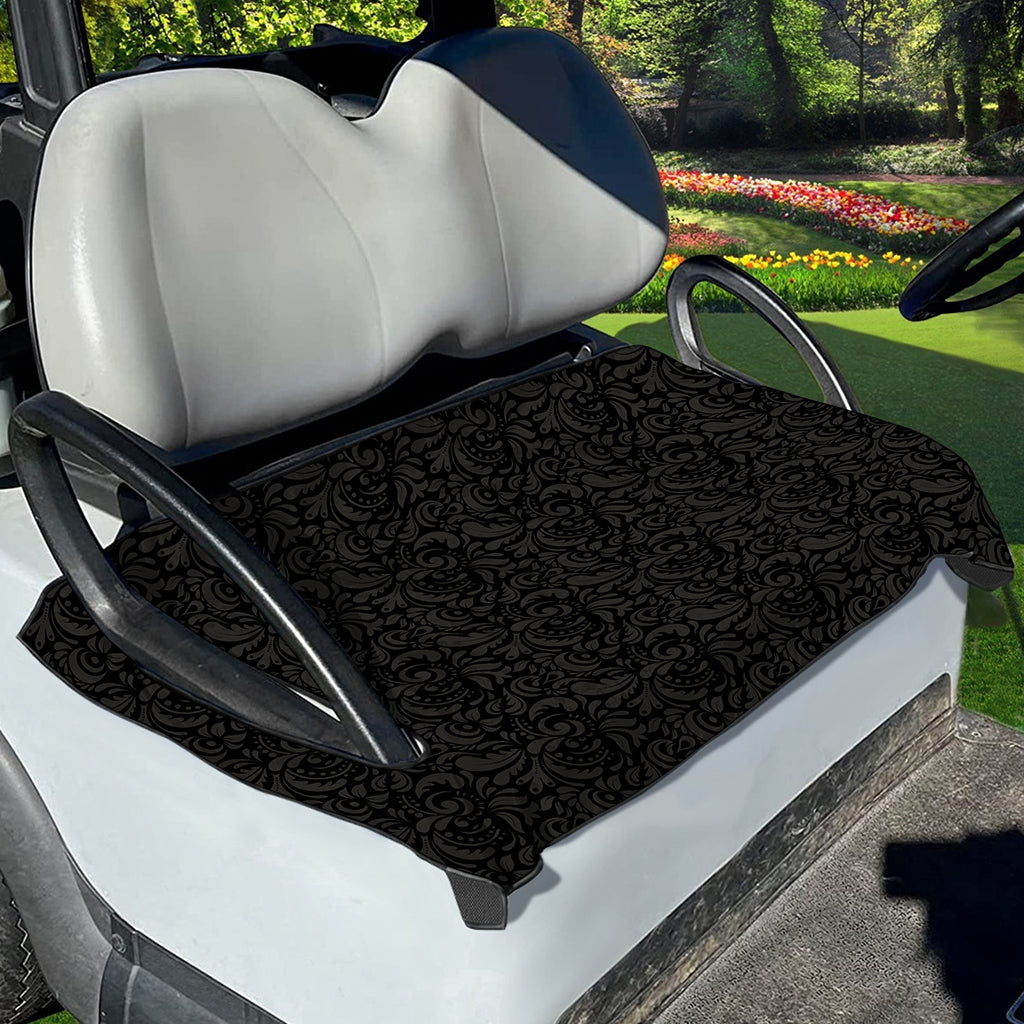 Black And Grey Western Floral Print Golf Cart Seat Cover