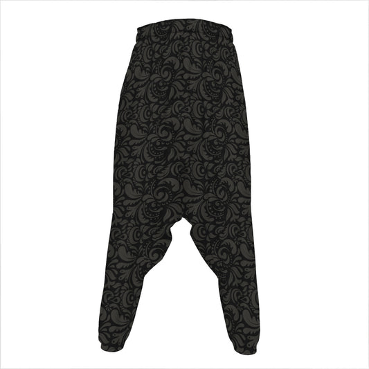 Black And Grey Western Floral Print Hammer Pants