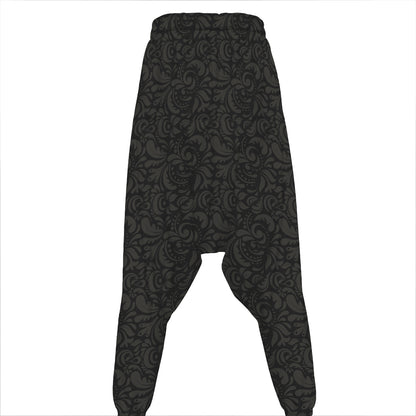 Black And Grey Western Floral Print Hammer Pants
