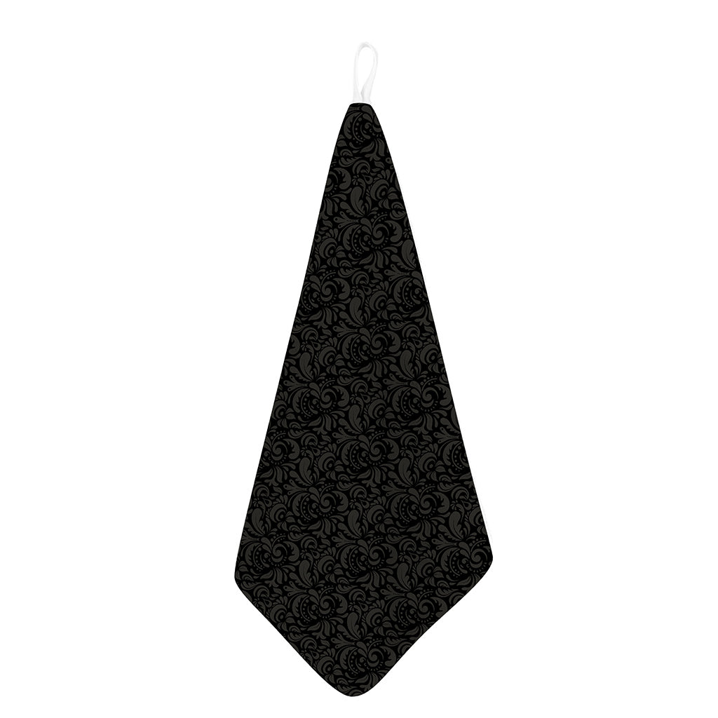 Black And Grey Western Floral Print Hand Towel