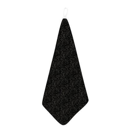 Black And Grey Western Floral Print Hand Towel