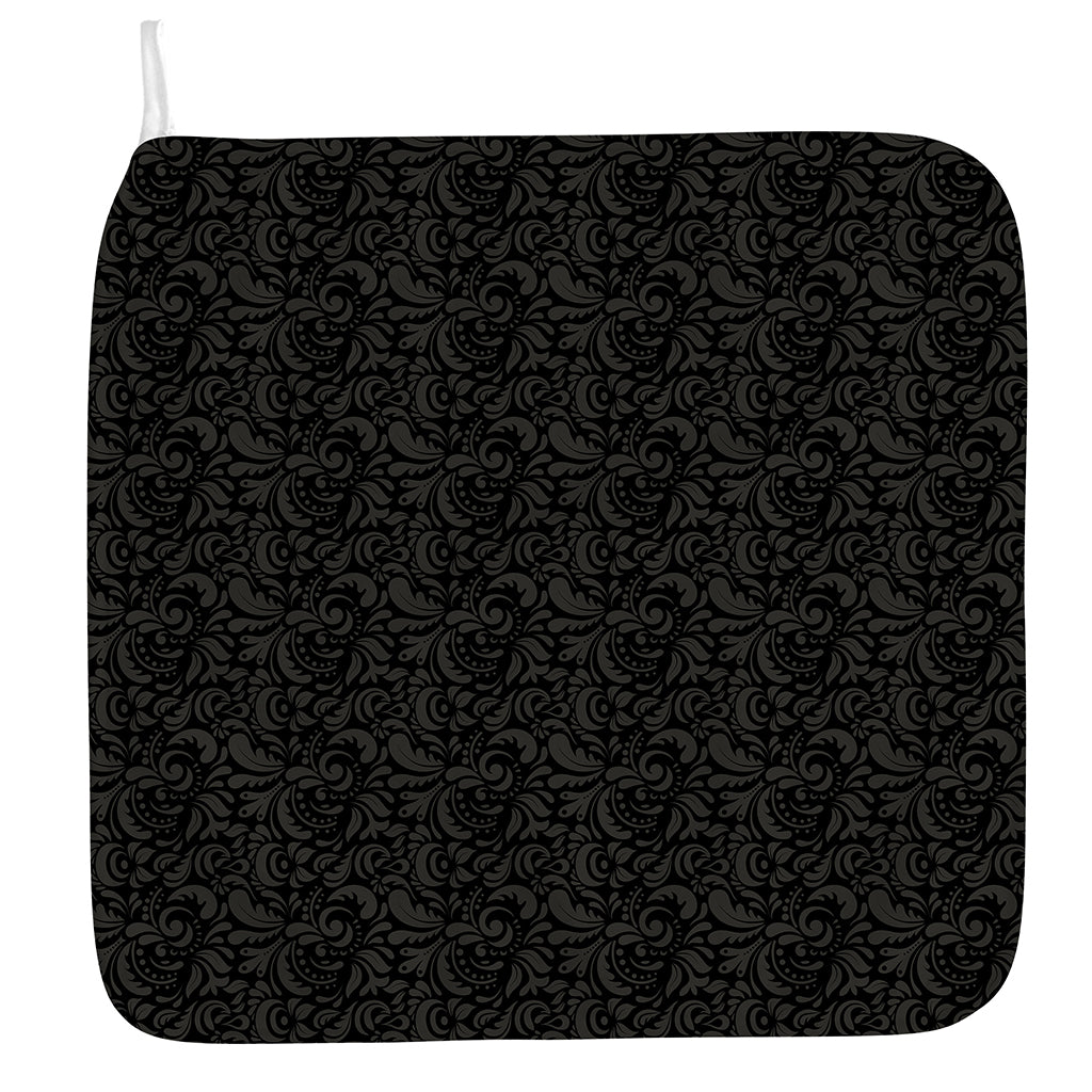 Black And Grey Western Floral Print Hand Towel