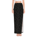Black And Grey Western Floral Print High Slit Maxi Skirt